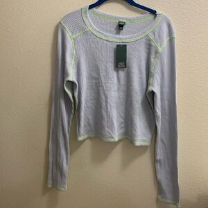 Wild Fable Blue Ribbed Long Sleeved Shirt Size XL Cotton Spandex New